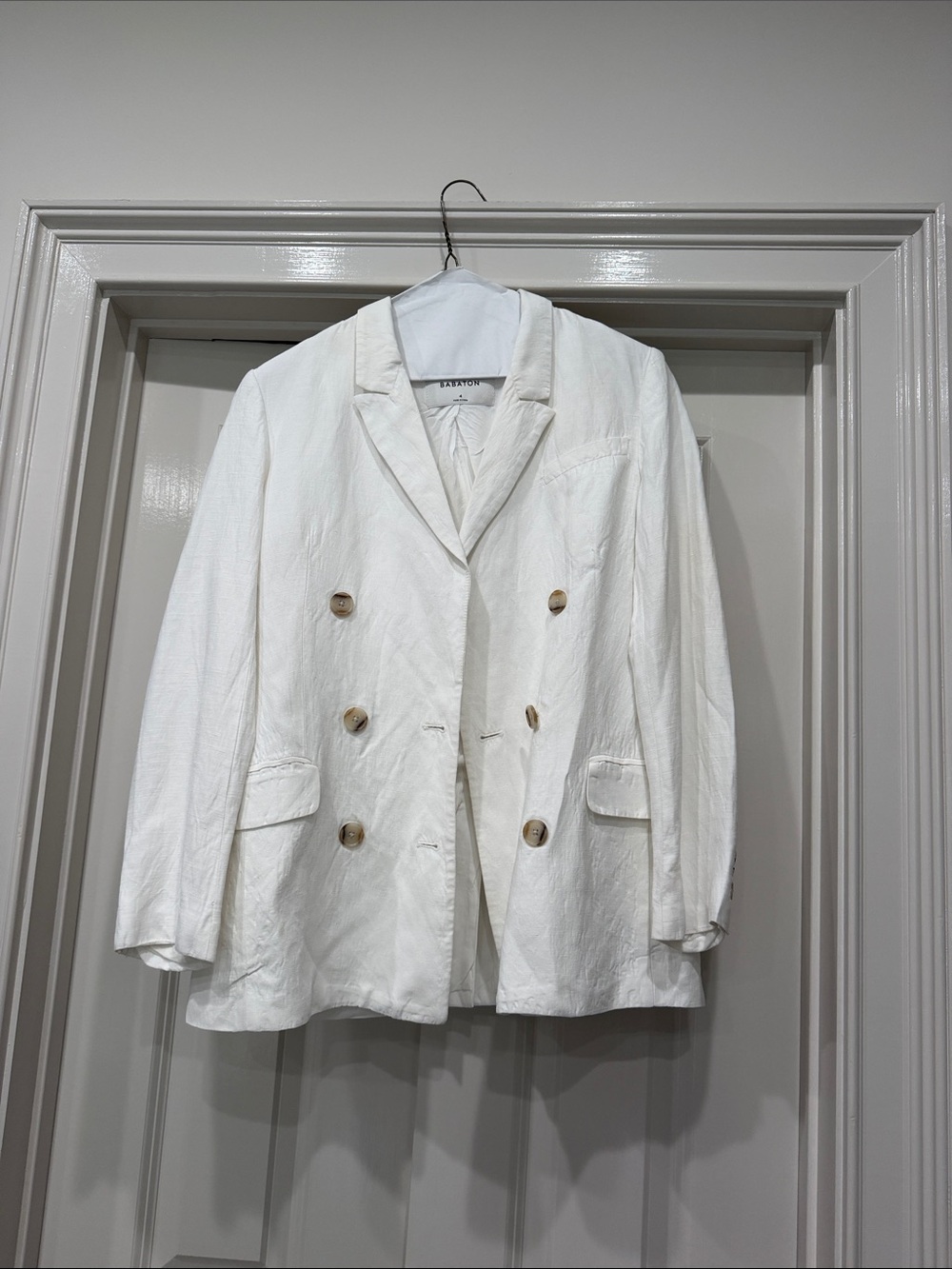 Babaton Ivory Double-Breasted Blazer